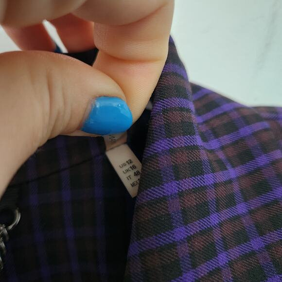 Elie Tahari Jezebel Modern Plaid Blazer 12 Career Preppy Designer Office School - Picture 4 of 9